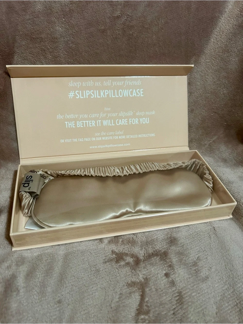 NWT Slip Pure Silk Sleep Mask Sealed In Box - Caramel